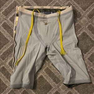 White and Yellow Athletic Shorts